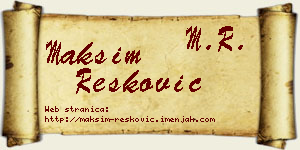 Maksim Resković vizit kartica